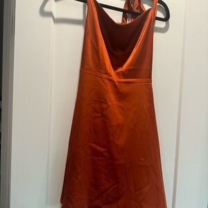 Le Lis Vibrant Orange Backless Dress